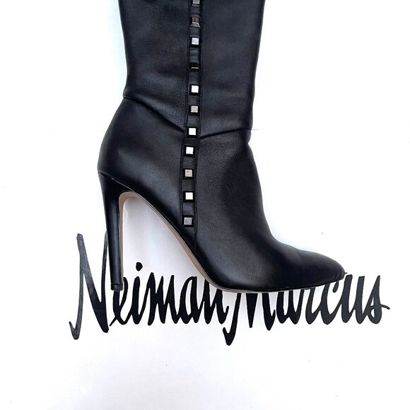 Neiman Marcus studded black leather high bots 6,5 $350